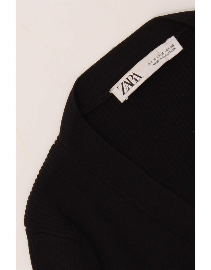 Zara Γυναικεία Ζακέτα Crop UK 8 Small Black