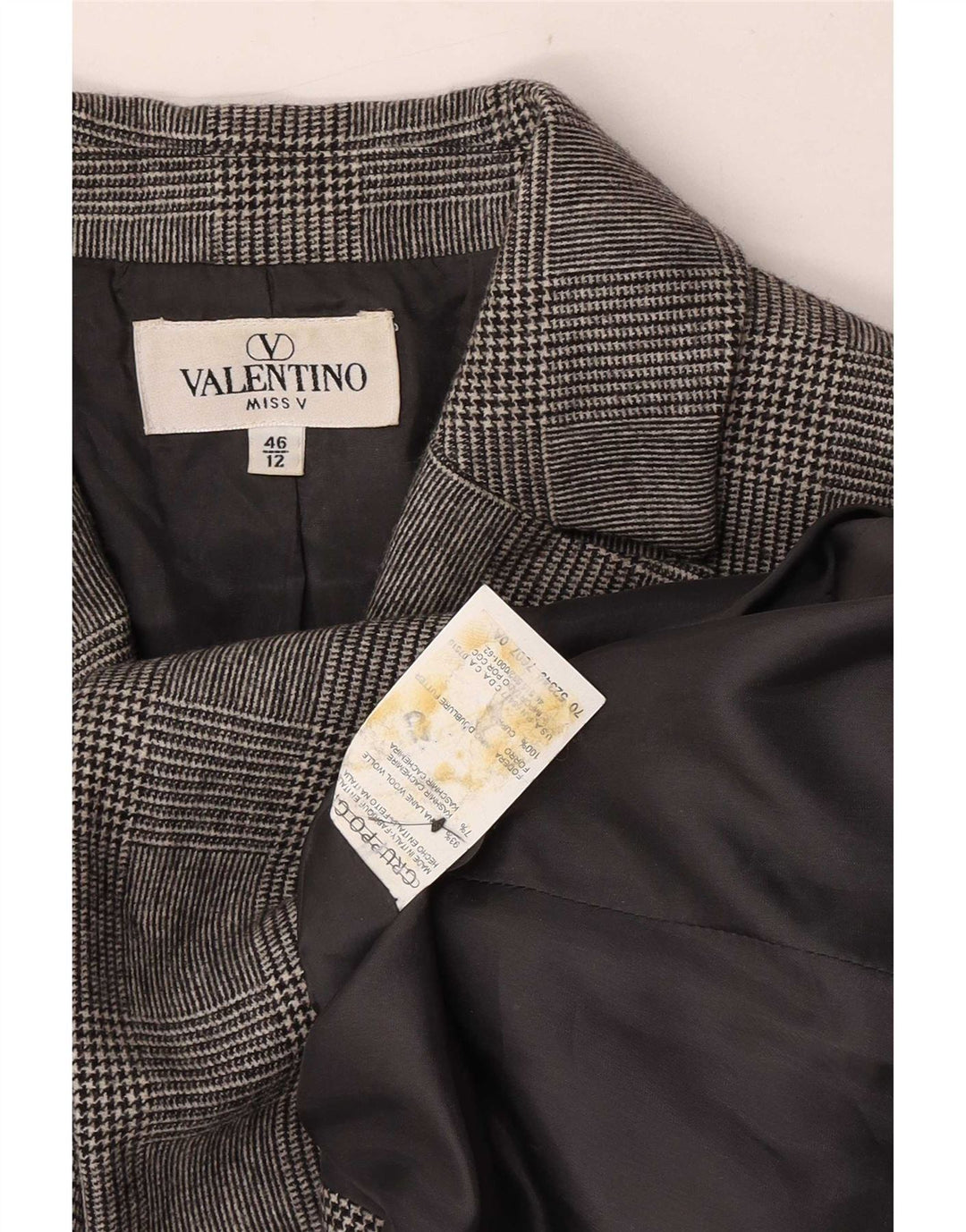 Valentino Γυναικείο σακάκι σακάκι με 3 κουμπιά UK 12 Medium Grey Houndstooth
