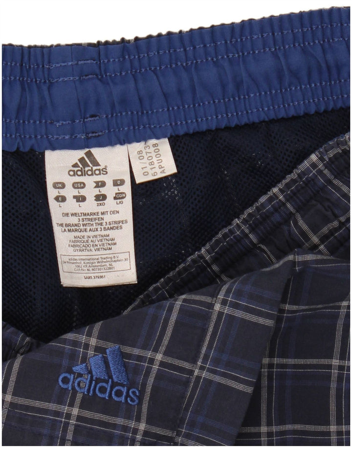 Ανδρικό σορτς κολύμβησης Adidas μεγάλο μπλε τσεκ πολυεστέρα