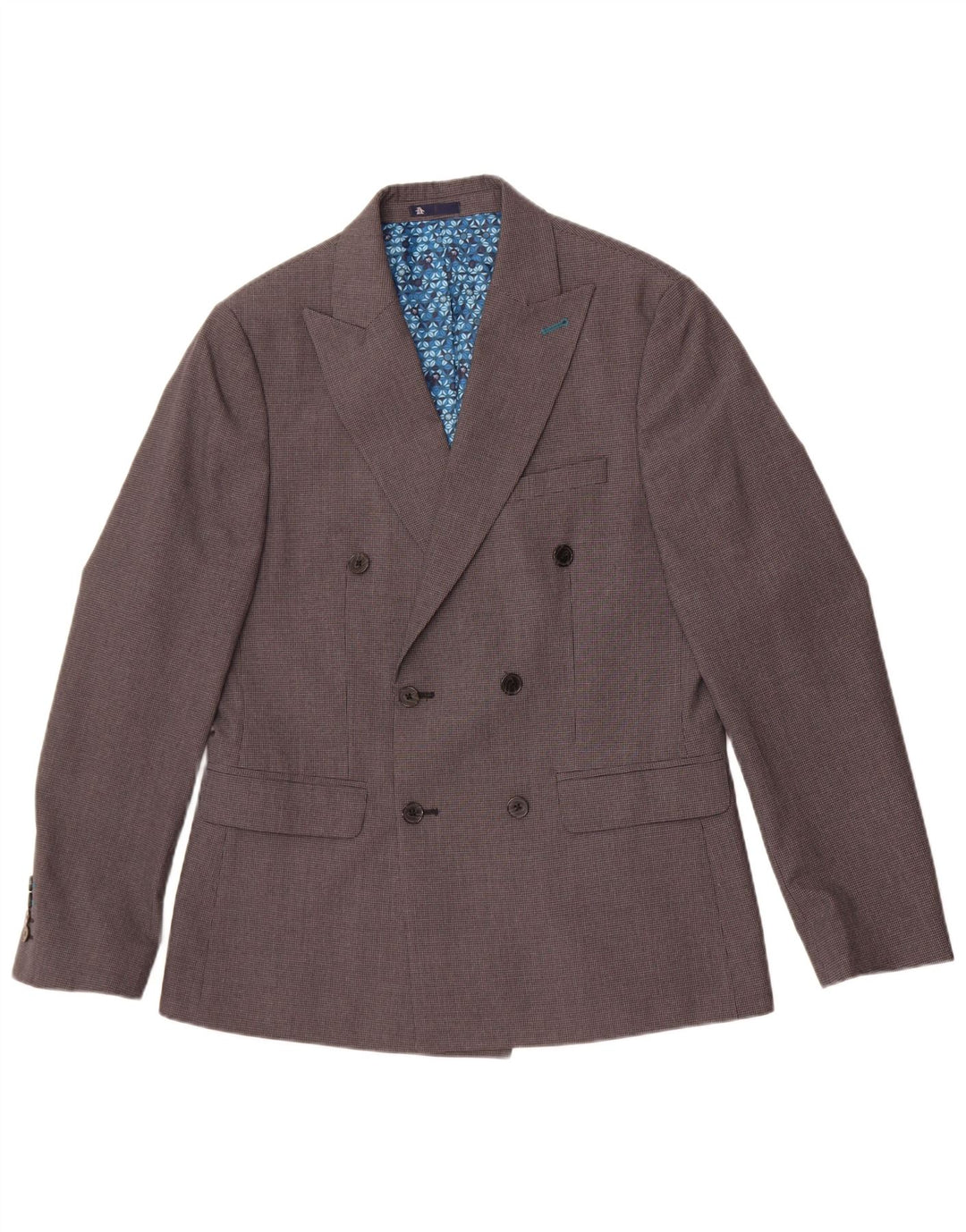 Ανδρικό σακάκι με διπλό στήθος Penguin UK 40 Large Grey Houndstooth