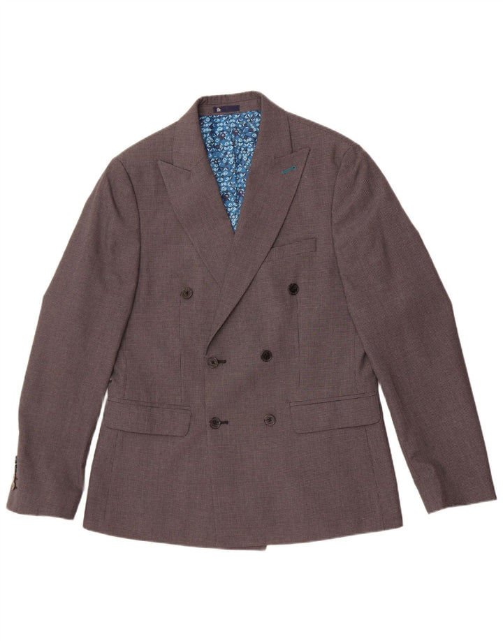 Ανδρικό σακάκι με διπλό στήθος Penguin UK 40 Large Grey Houndstooth