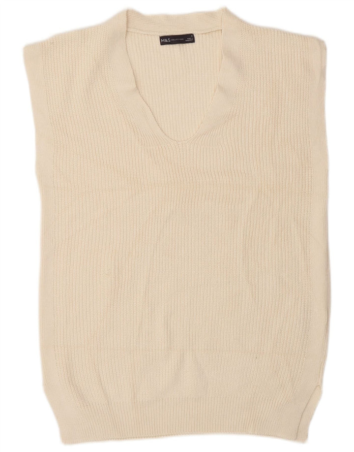 Marks & Spencer Ανδρικό γιλέκο Tank Top Small Off White Βαμβακερό