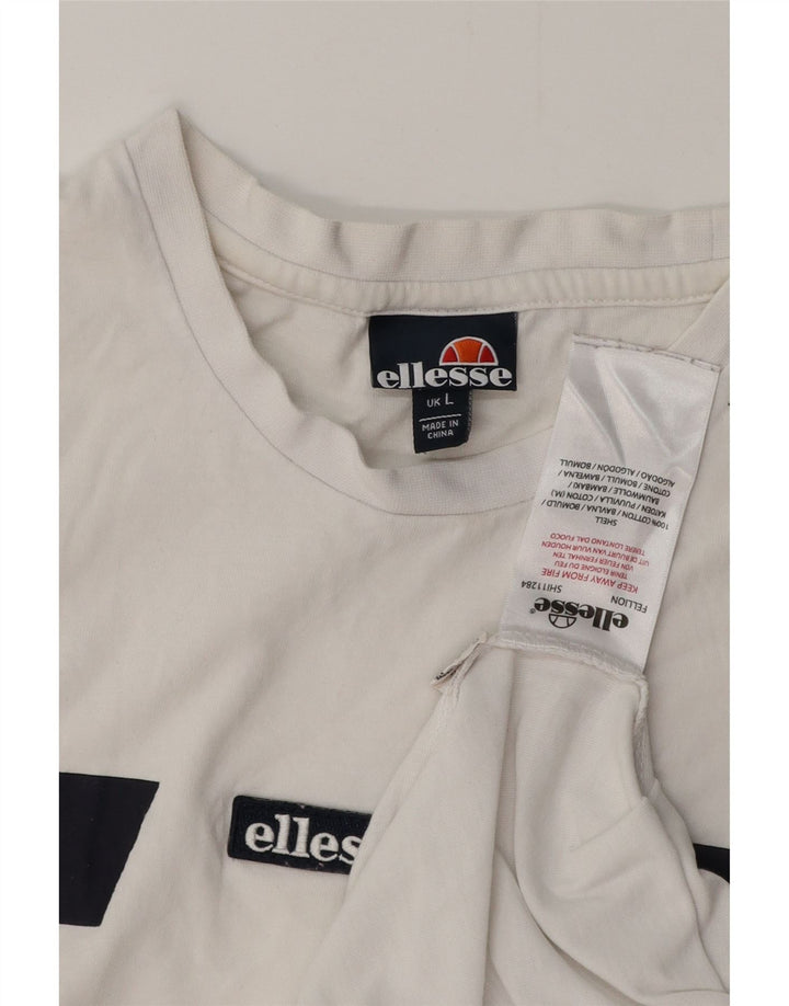 Ανδρικό T-Shirt ELLESSE Top Large White Colourblock Βαμβακερό