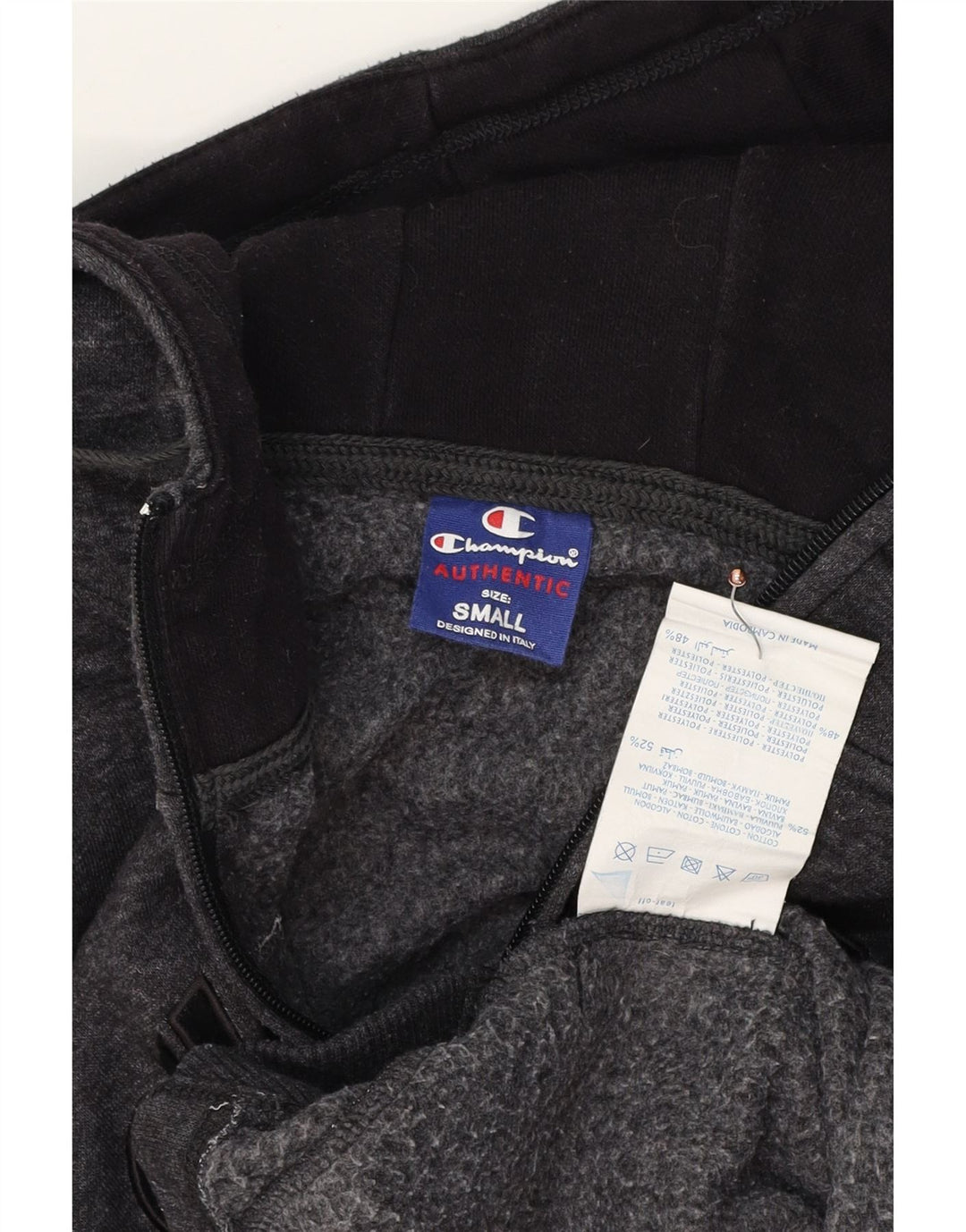 Ανδρικό πουλόβερ με κουκούλα με φερμουάρ CHAMPION Μικρό βαμβακερό γκρι φλύκταινα