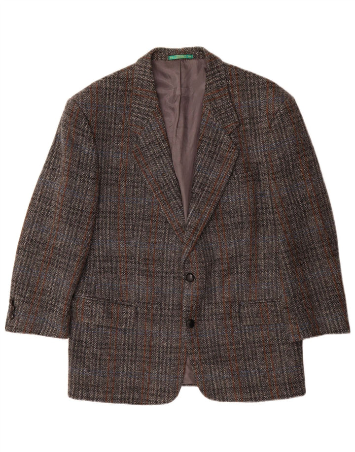 CANDA Mens 2 Button Blazer Jacket UK 42 XL Grey Check Virgin Wool