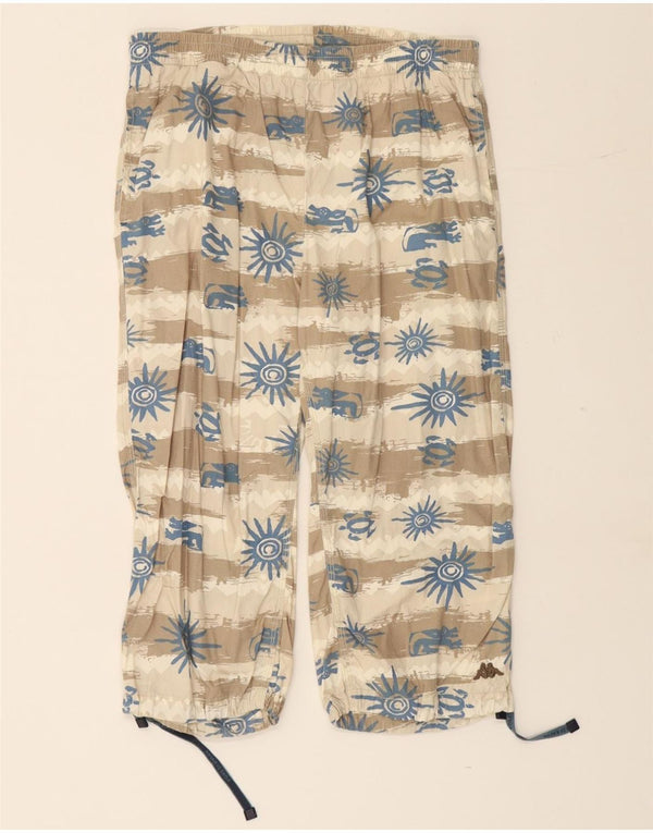 KAPPA Mens Straight Capri Trousers Large W34 L20 Beige Striped Cotton