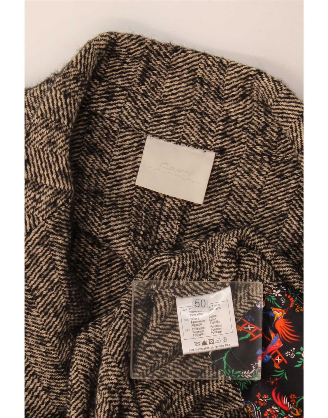 Vintage Γυναικείο Διπλό Μπουφάν Blazer IT 50 XL Καφέ Chevron μαλλί