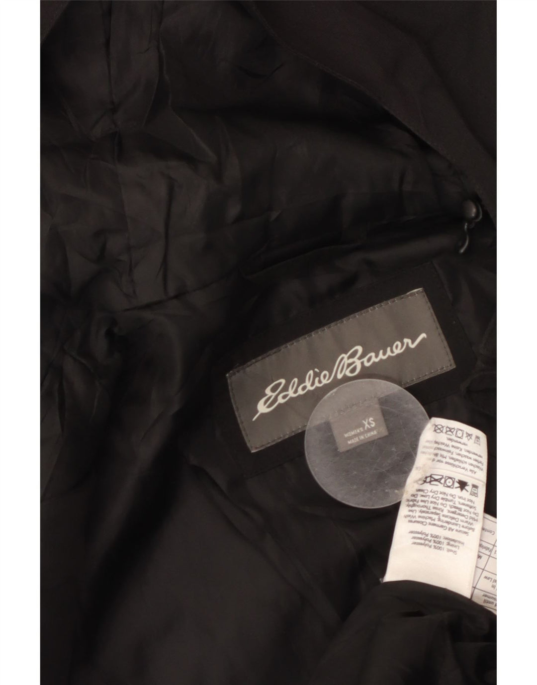 Eddie Bauer Γυναικείο παλτό αντιανεμικό με κουκούλα UK 6 XS μαύρο πολυεστέρα