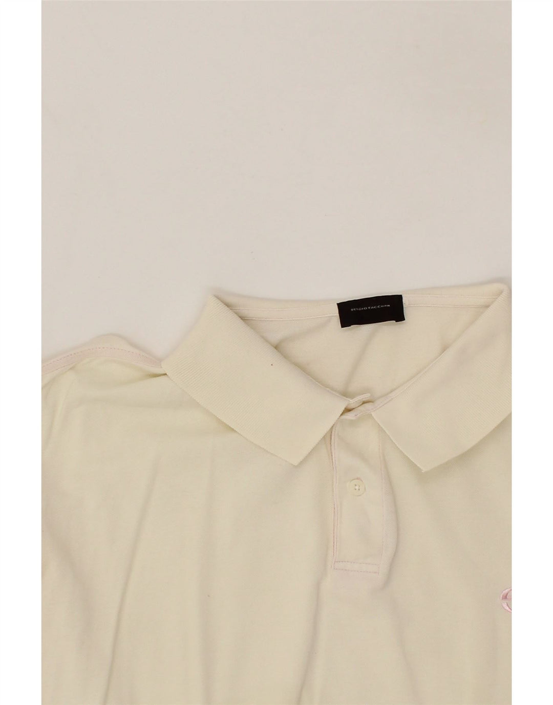 SERGIO TACCHINI Mens Polo Shirt Large Off White Vintage Sergio Tacchini and Second-Hand Sergio Tacchini from Messina Hembry 