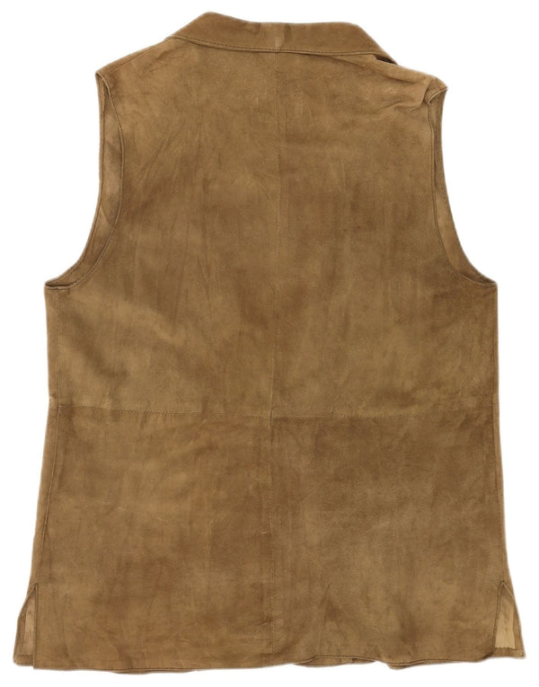 Vintage Γυναικείο Suede Gilet UK 14 Medium Brown