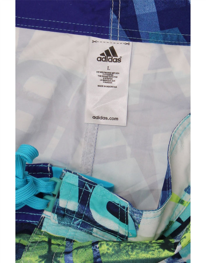 Σορτς κολύμβησης Adidas ανδρικό αφηρημένο σχέδιο με γραφικό μεγάλο μπλε πολυεστέρα