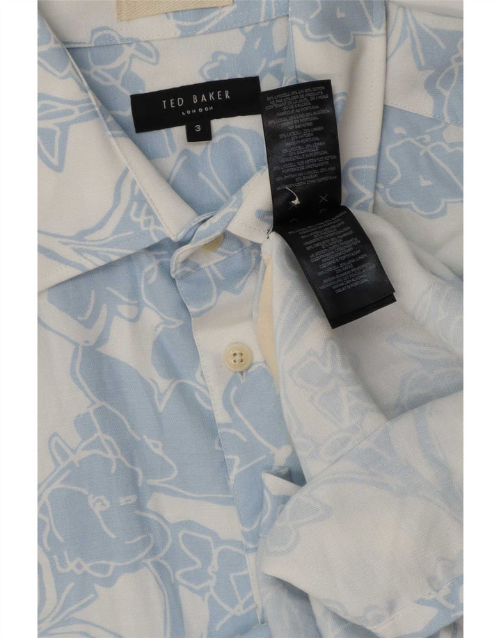 Ted Baker Ανδρικό κοντομάνικο πουκάμισο Μέγεθος 3 Medium Blue Floral Lyocell