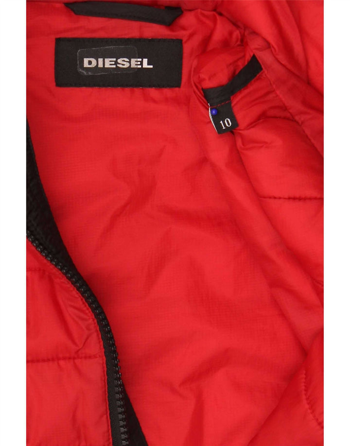 Μπουφάν Diesel Boys με κουκούλα με επένδυση 9-10 ετών Κόκκινο πολυεστέρας