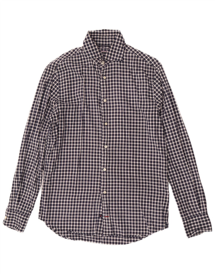 Ανδρικό πουκάμισο Tommy Hilfiger, Μέγεθος 38 15, Μεσαίο Navy Blue Gingham Cotton