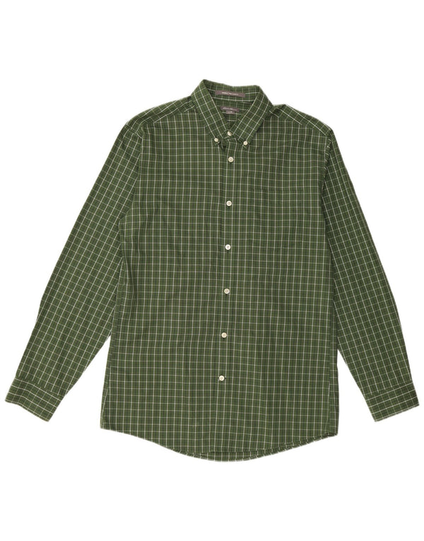 Eddie Bauer Mens Slim Fit Shirt Medium Green Check Cotton