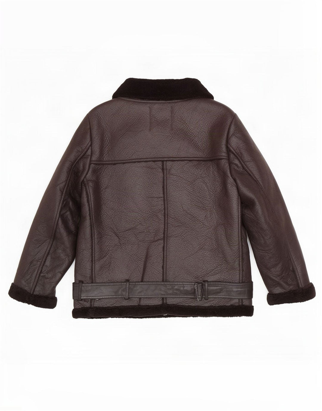 Zara Γυναικείο Sherpa Faux Leather Biker Jacket UK 14 Medium Black Polyester