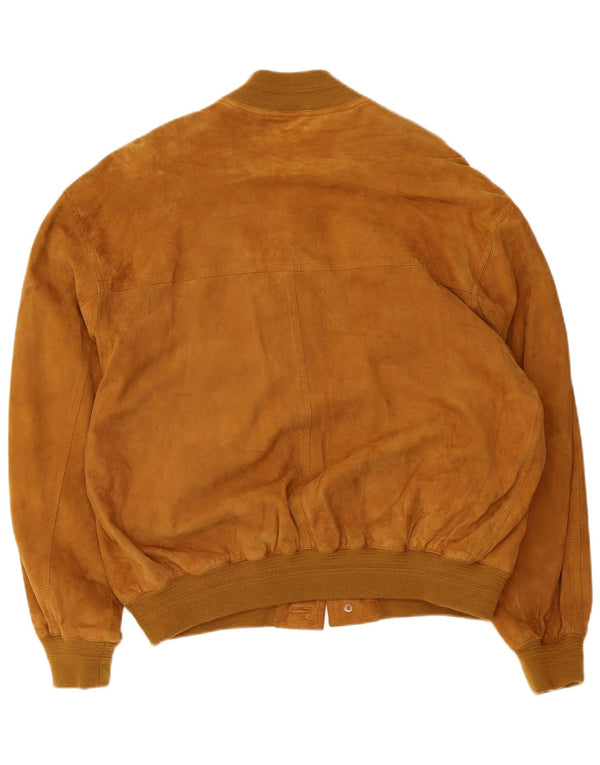 Vintage Ανδρικό Suede Bomber Jacket UK 40 Large Brown Δερμάτινο