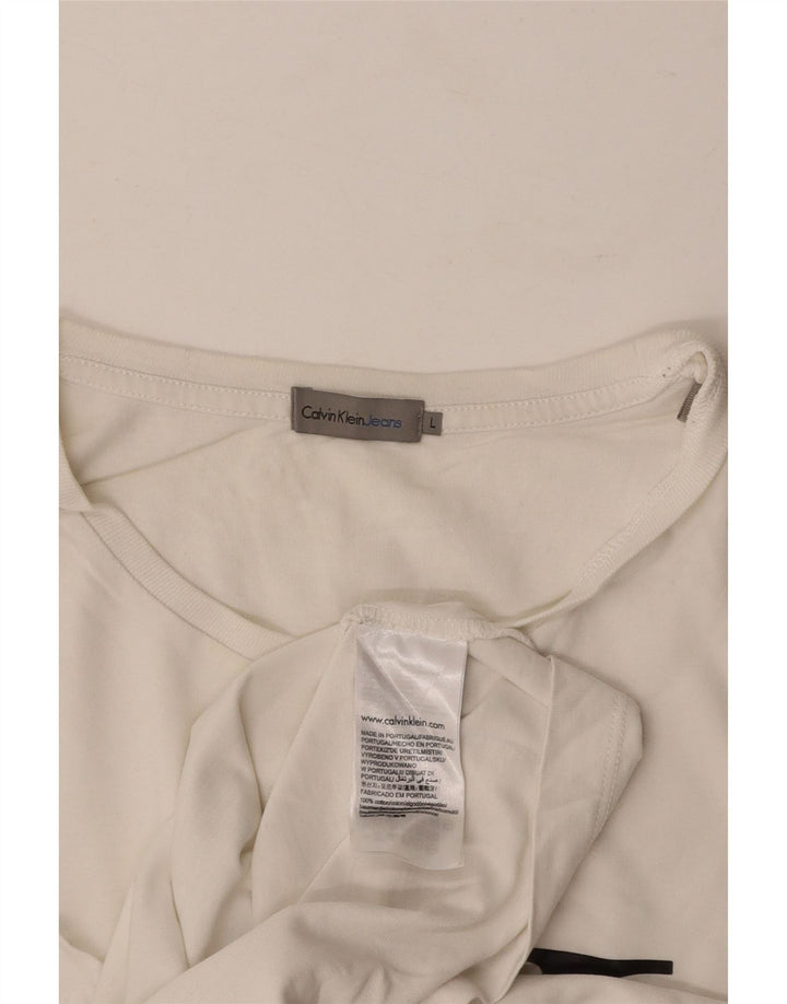 Ανδρικό γραφικό μπλουζάκι CALVIN KLEIN JEANS Μπλουζάκι μεγάλο λευκό βαμβακερό