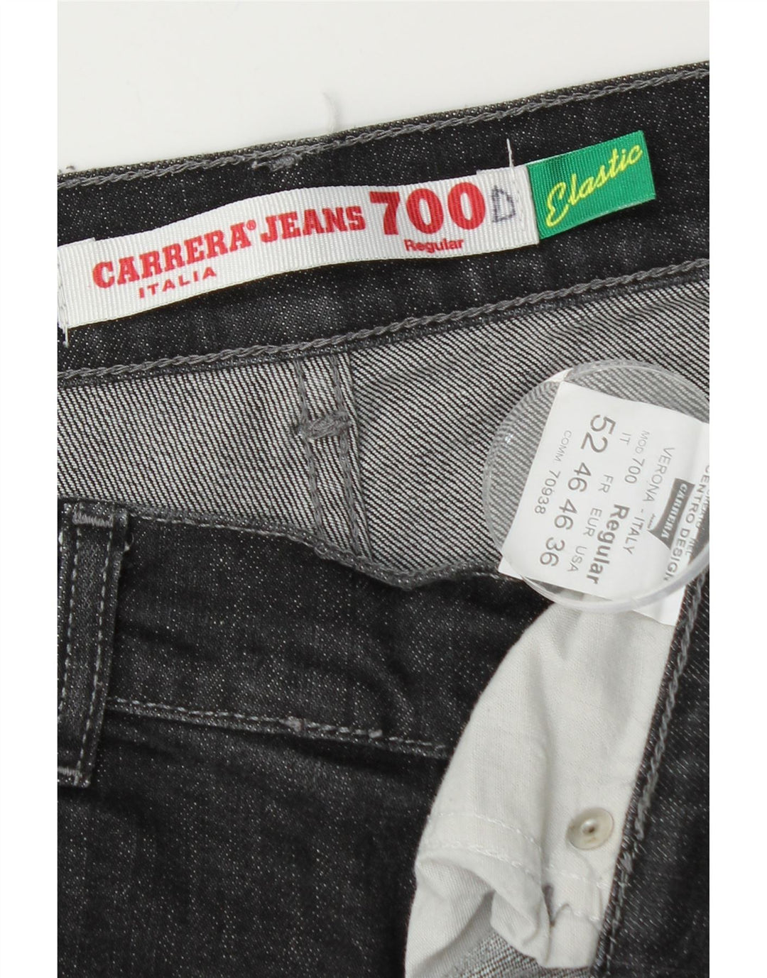 Carrera Mens 700 Regular Fit Straight Jeans IT 52 XL W36 L30 Γκρι βαμβακερό