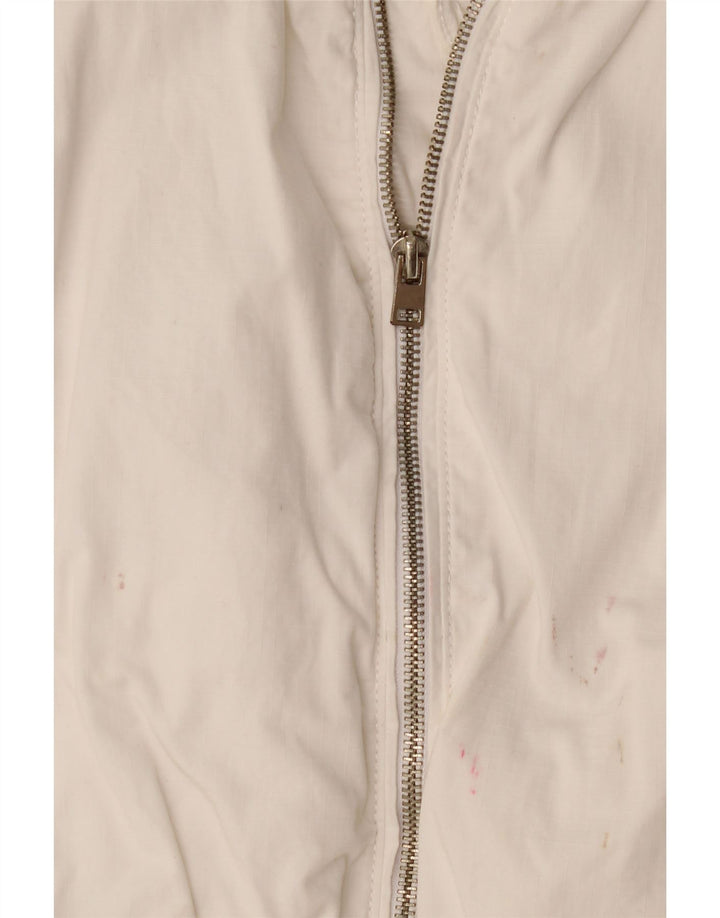 Zara Γυναικείο Crop Bomber Jacket UK 16 Large White Cotton