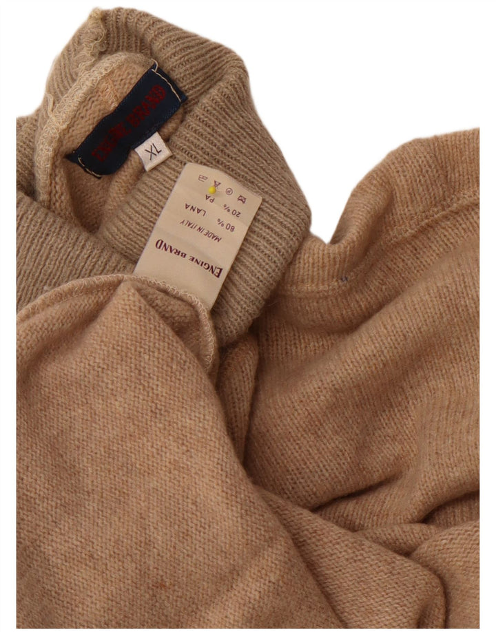 VINTAGE Γυναικείο πουλόβερ με ρολό λαιμόκοψη UK 18 XL μπεζ μαλλί