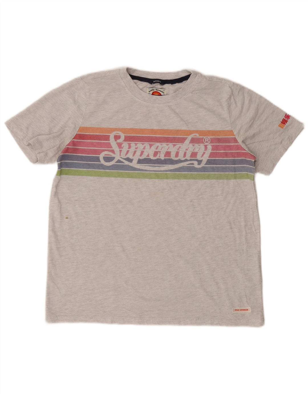 Γυναικείο γραφικό μπλουζάκι Superdry Crop Top 12 μεσαίου γκρι ριγέ