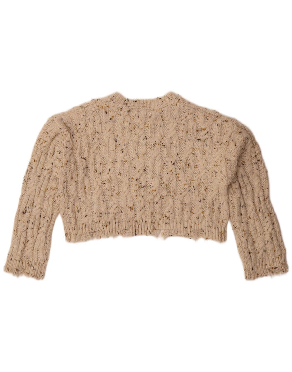 Zara Girls Crop Boat Neck Jumper πουλόβερ 11-12 Years Off White Flecked