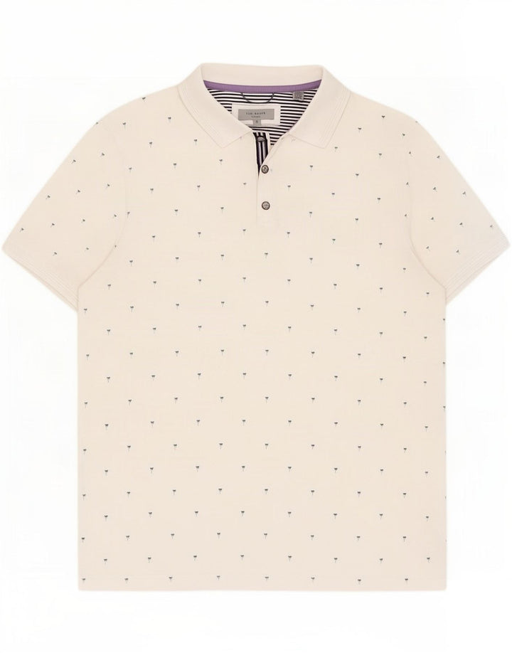 Ted Baker Ανδρικό Abstract Pattern Πόλο Μπλουζάκι Μέγεθος 5 XL Λευκό Βαμβακερό