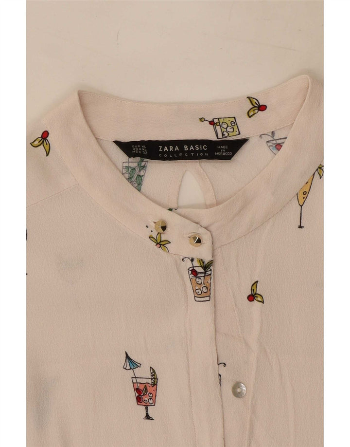 Zara Γυναικείο πουκάμισο Abstract Pattern Μπλούζα UK 18 XL Λευκό