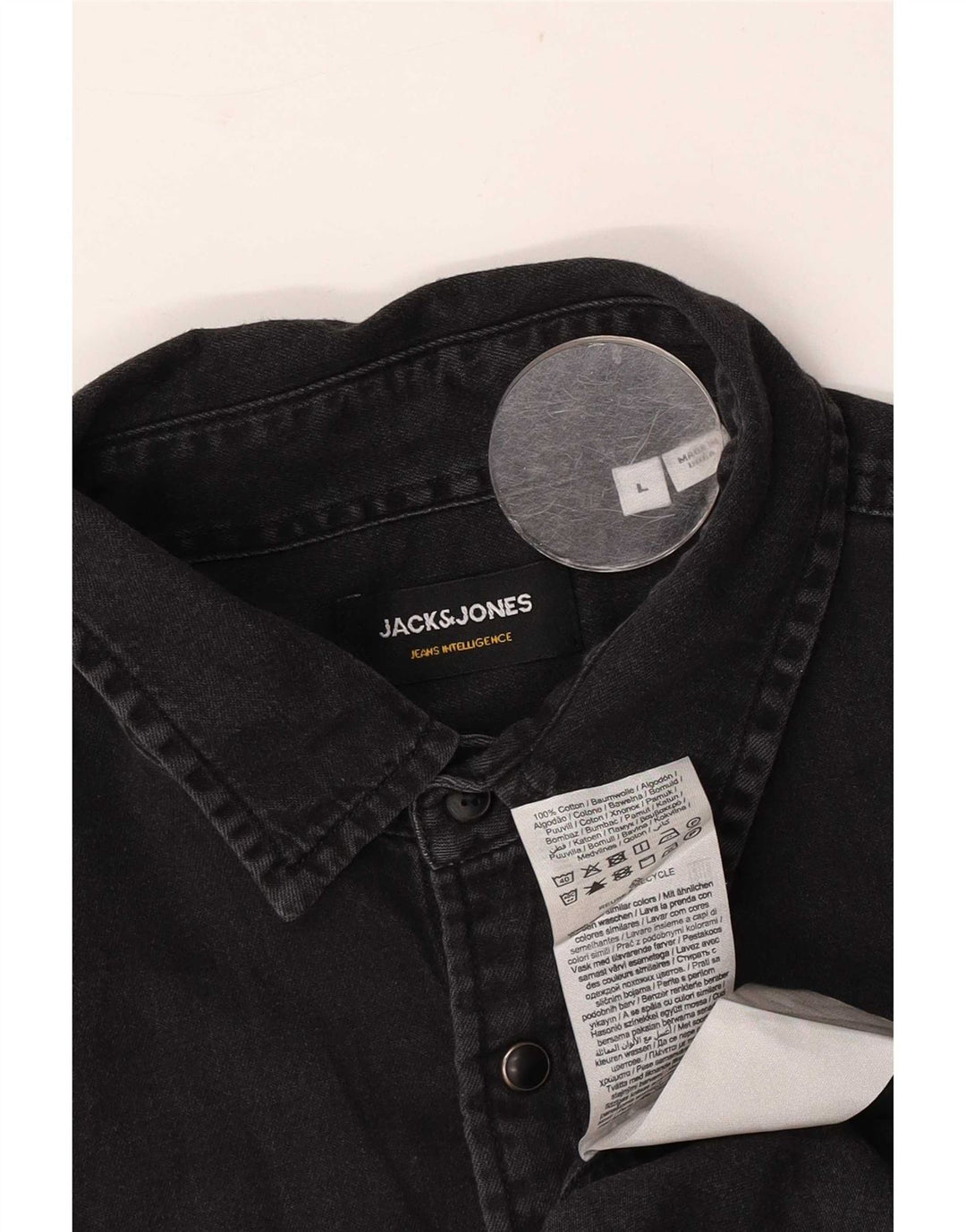 Jack & Jones Ανδρικό τζιν πουκάμισο μεγάλο μαύρο βαμβακερό