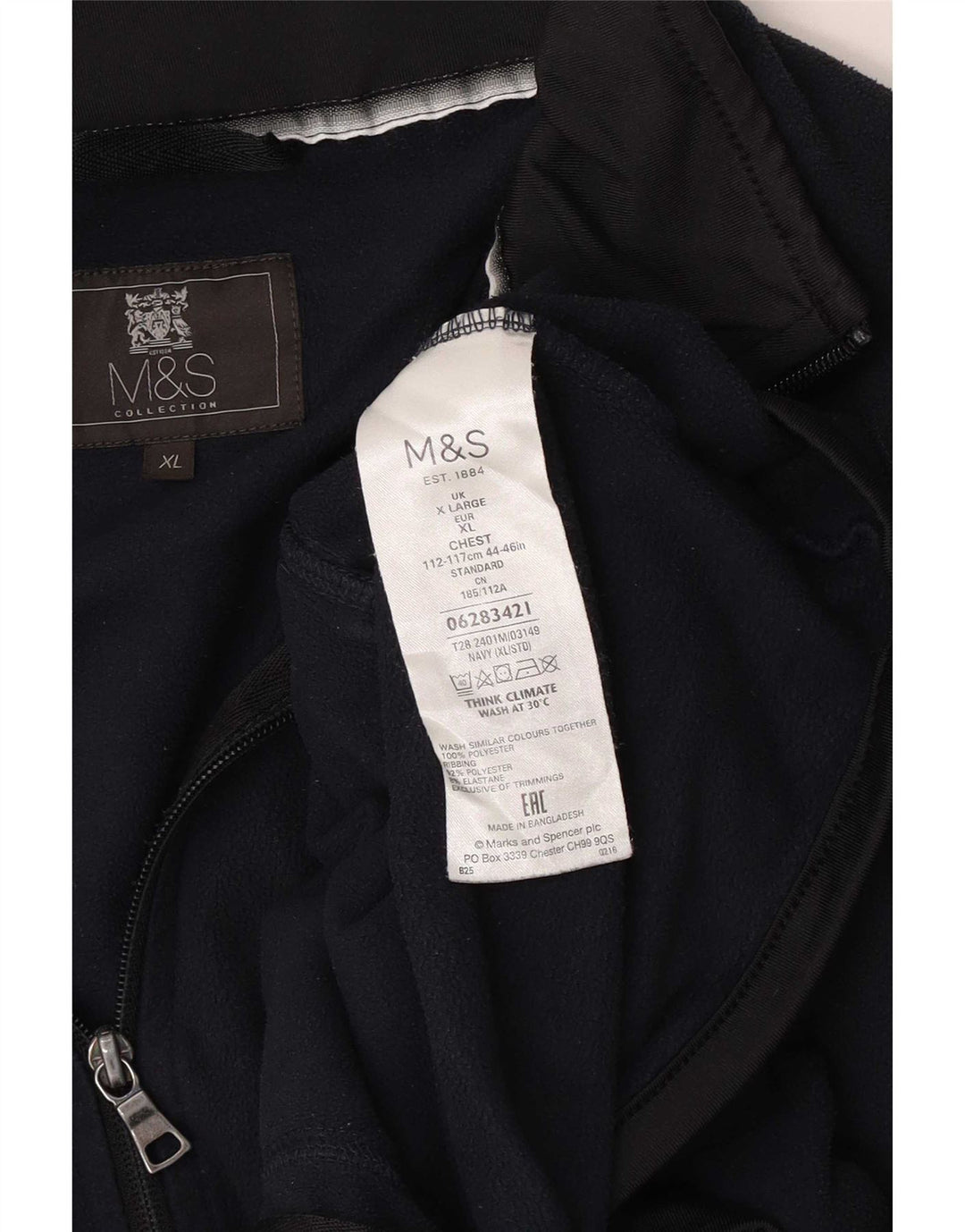 Marks & Spencer Ανδρικό Fleece Jacket UK 42 XL Navy Blue Polyester