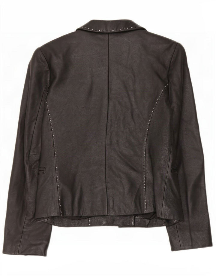 Ann Taylor Γυναικείο Δερμάτινο Μπουφάν UK 6 XS Μαύρο με 4 κουμπιά