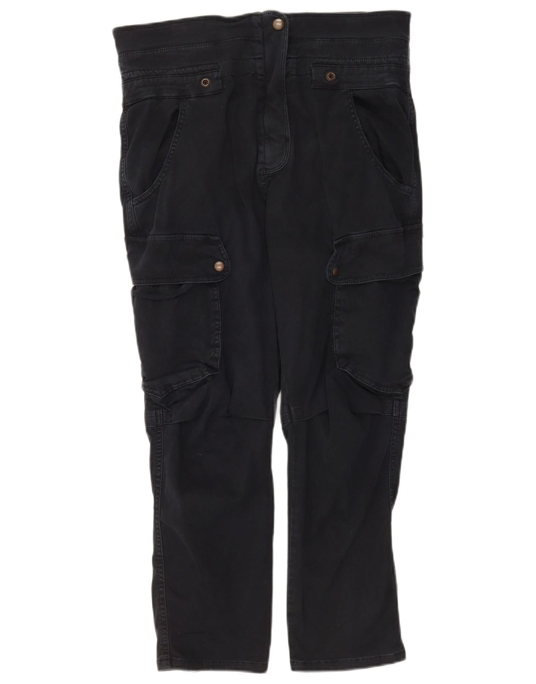 Zara Γυναικείο Παντελόνι Cargo Cropped Medium W28 L25 Navy Blue Cotton
