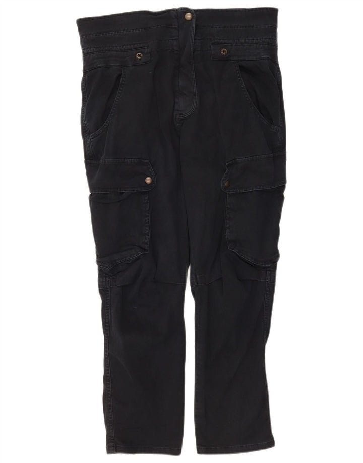 Zara Γυναικείο Παντελόνι Cargo Cropped Medium W28 L25 Navy Blue Cotton