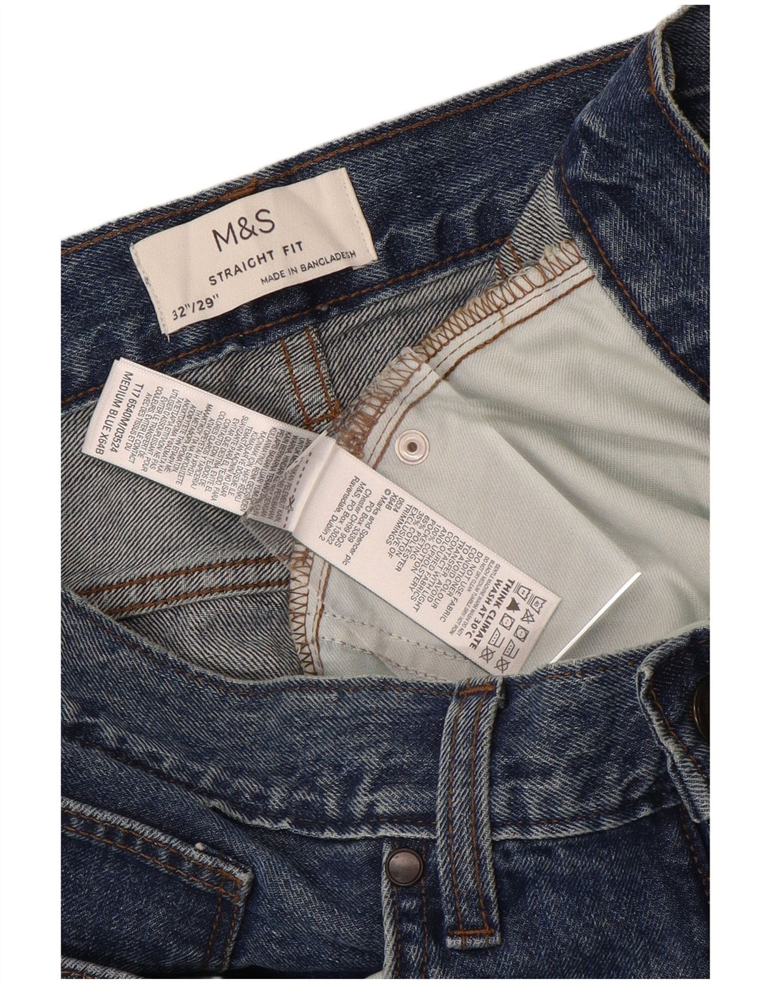 Ανδρικό τζιν ίσιο Marks & Spencer W32 L29 Μπλε βαμβακερό
