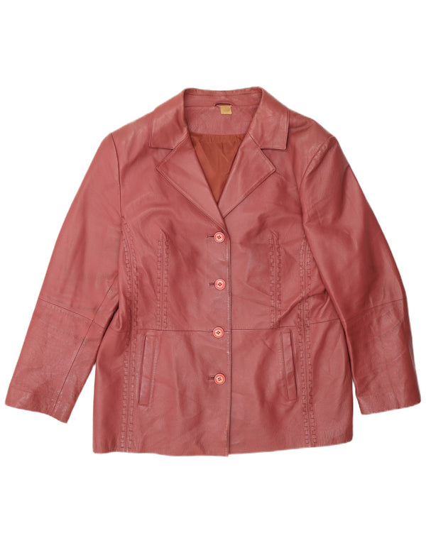 Vintage Γυναικείο Δερμάτινο Μπουφάν UK 16 Large Pink