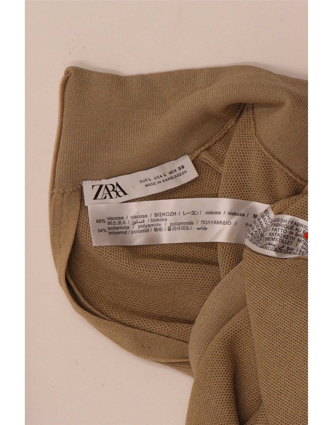 Zara γυναικείο τοπ μακρυμάνικο UK 14 μεγάλη καφέ βισκόζη