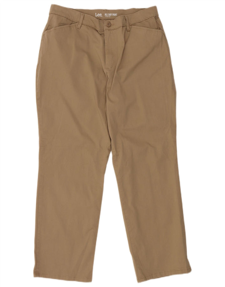 Γυναικείο ίσιο casual παντελόνι LEE US 14 XL W34 L28 Καφέ βαμβακερό