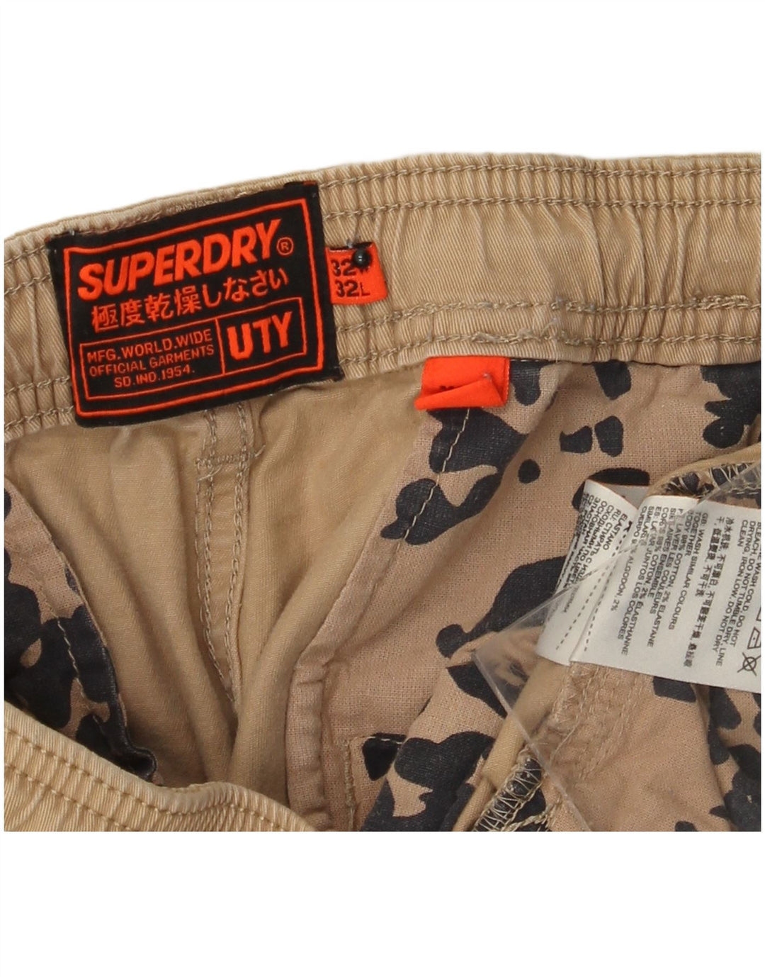 Ανδρικό ίσιο παντελόνι Cargo SUPERDRY W32 L29 Μπεζ βαμβακερό