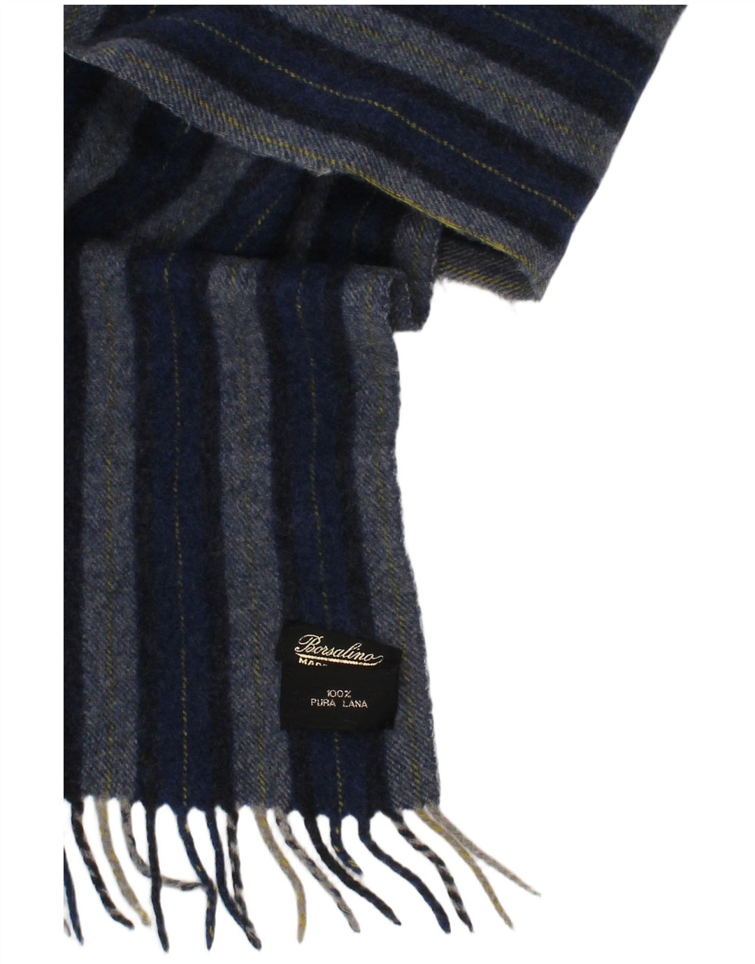 Ανδρικό ορθογώνιο κασκόλ Borsalino One Size Μπλε ριγέ New Wool Classic