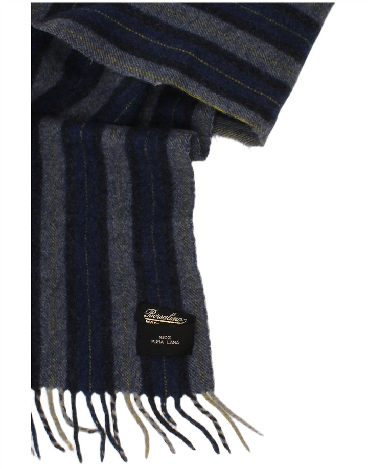 Ανδρικό ορθογώνιο κασκόλ Borsalino One Size Μπλε ριγέ New Wool Classic