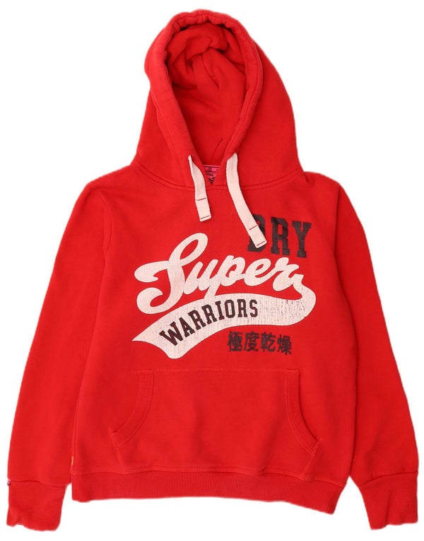Superdry Γυναικείο Γραφικό Hoodie Jumper UK 18 XL Red Cotton