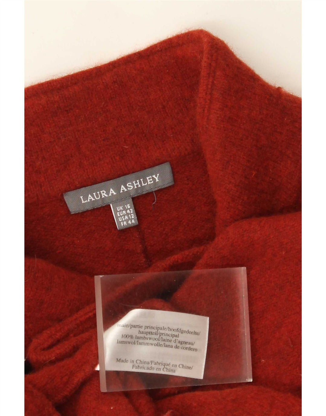Laura Ashley Γυναικείο πλεκτό μπουφάν σακάκι με φερμουάρ UK 16 μεγάλο κόκκινο μαλλί αρνιού