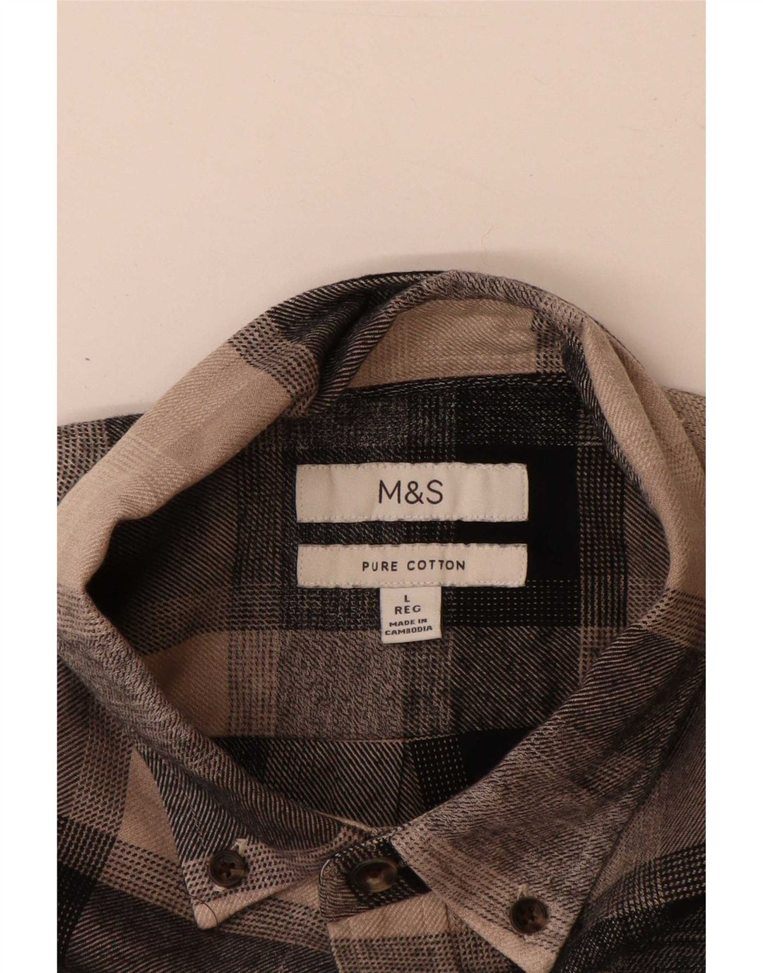 Marks & Spencer Ανδρικό πουκάμισο φανελένιο μεγάλο καφέ βαμβακερό