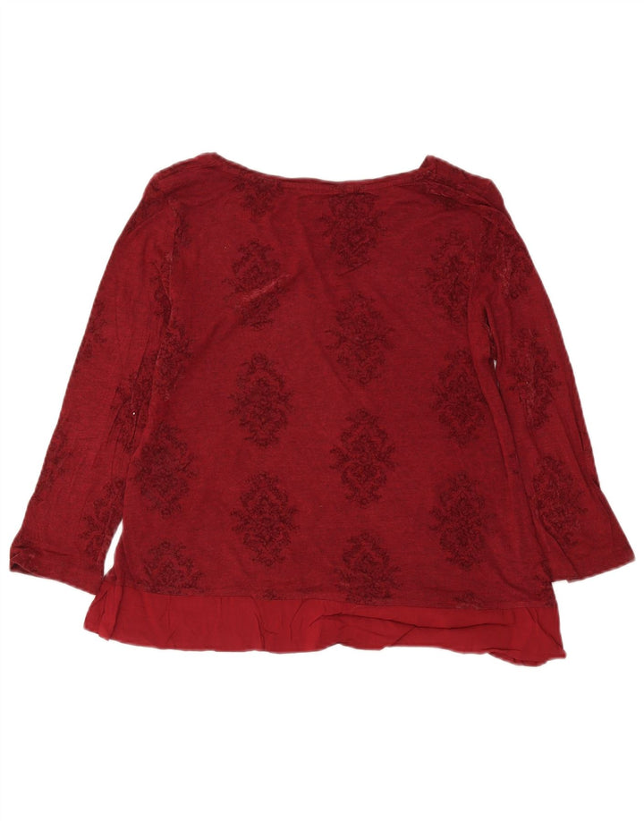 White Stuff Γυναικείο Crop Top μακρυμάνικο UK 14 Large Burgundy Floral Viscose