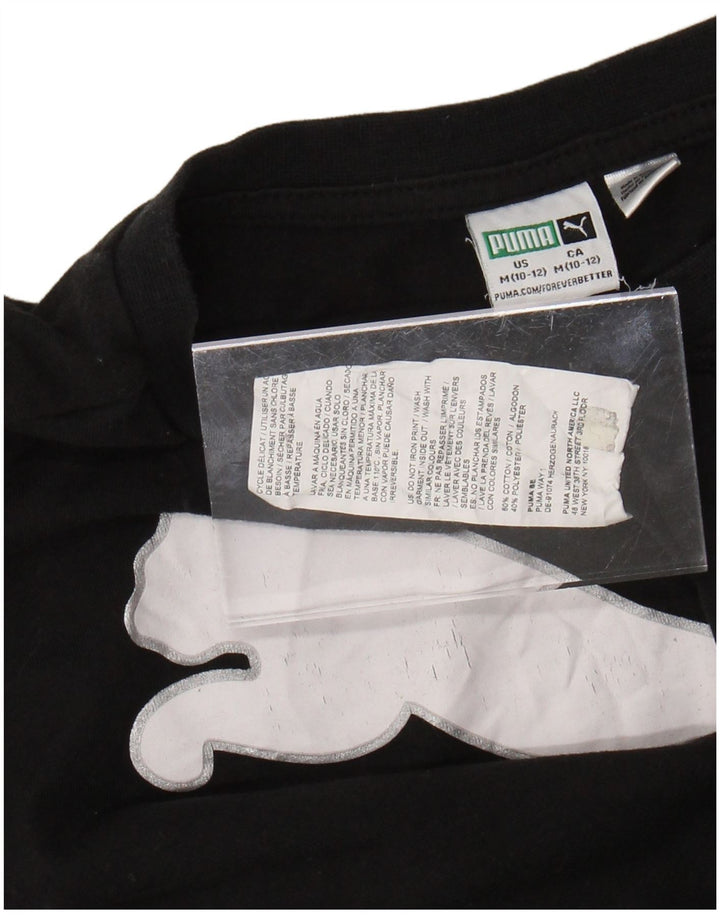 Γραφικό μπλουζάκι PUMA για κορίτσια 10-11 ετών μεσαίο μαύρο βαμβακερό