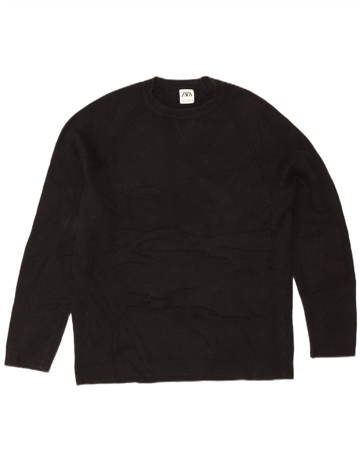 Zara γυναικείο πουλόβερ με λαιμόκοψη μεγάλου μεγέθους UK 14 μεσαίο μαύρο βαμβακερό