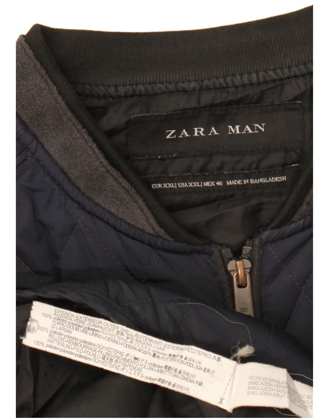 Zara Ανδρικά καπιτονέ Gilet UK 44 2XL Navy Blue Polyester