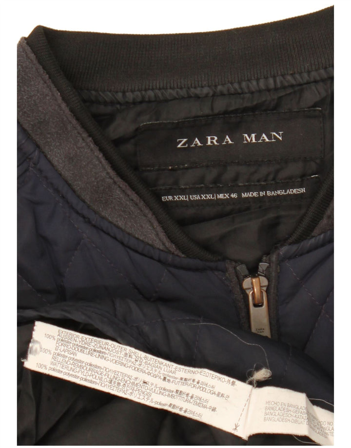 Zara Ανδρικά καπιτονέ Gilet UK 44 2XL Navy Blue Polyester