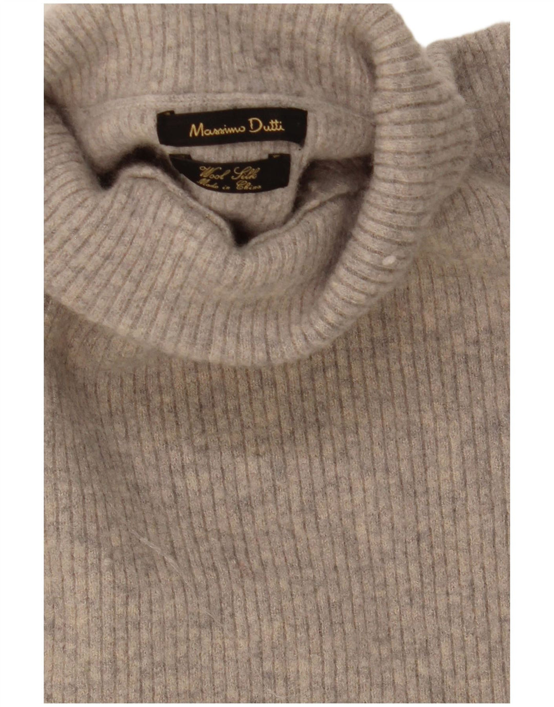 Massimo Dutti Γυναικείο πουλόβερ με ρολό λαιμόκοψη UK 12 μεσαίο γκρι μαλλί